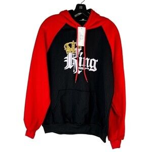 NWT Couples Choices "King" Men's Long Sleeve Hoodie Size Large Red Black